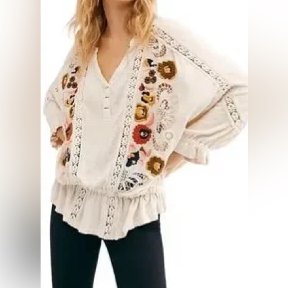 Free People Floral Embroidered Women's Top